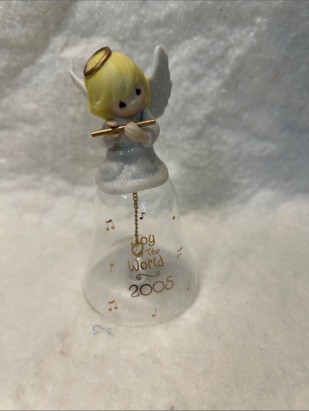Porcelain Angel Bell "Joy the World" 2006 - Blonde Hair, White & Gold